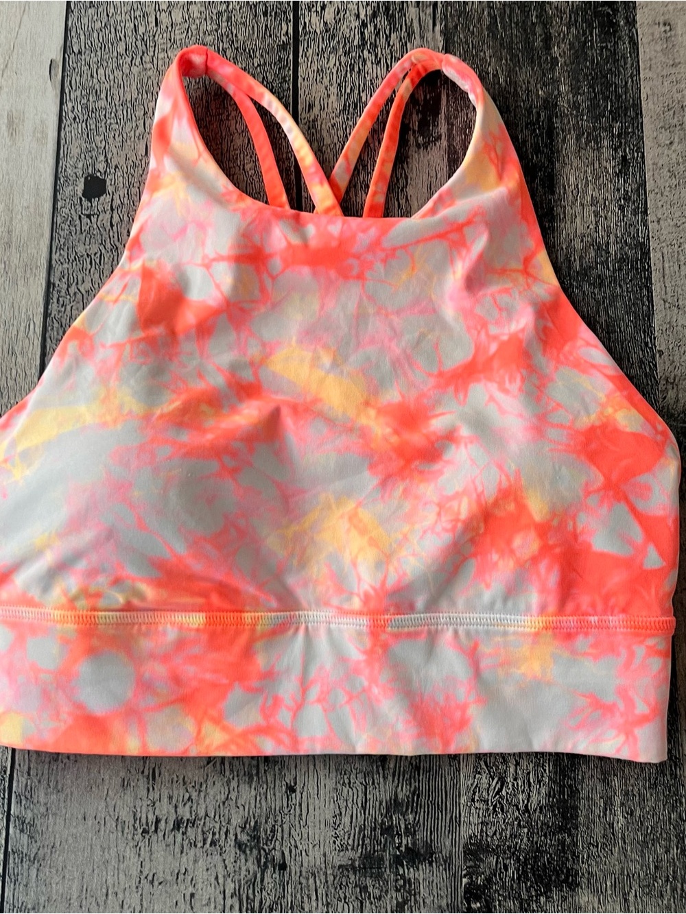 Lululemon high neck long lined engery bra tie dye